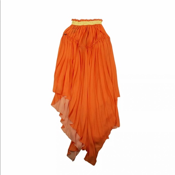 UNRAVEL PROJECT Orange Pleated Drawstring Dress - Picture 4 of 13